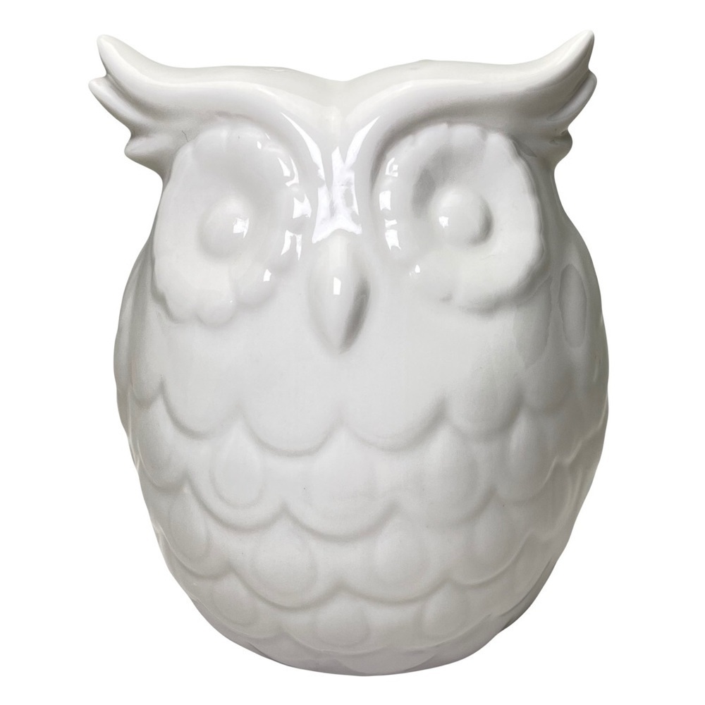Porcelain Ceramic White Owl Vase